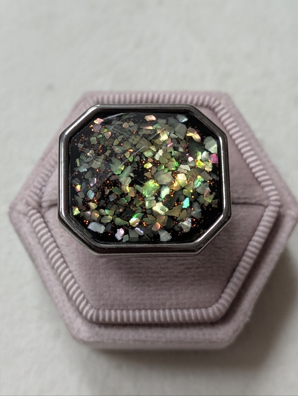 Lia Sophia Silver-Tone Mosaic Statement Ring – Size 7